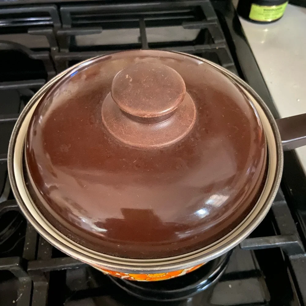 Vintage Inlasa Enamelware Pot & Lid